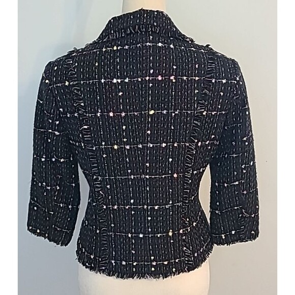 Carole Little Silk Blend Boucle Fringe Blazer Jacket Womens Petite S Career Vtg - Picture 2 of 13